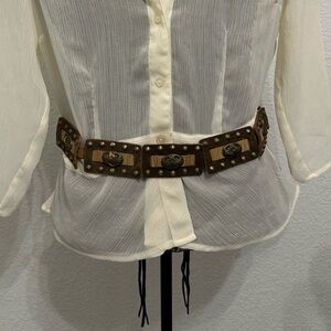Western Studded Suede Link Belt